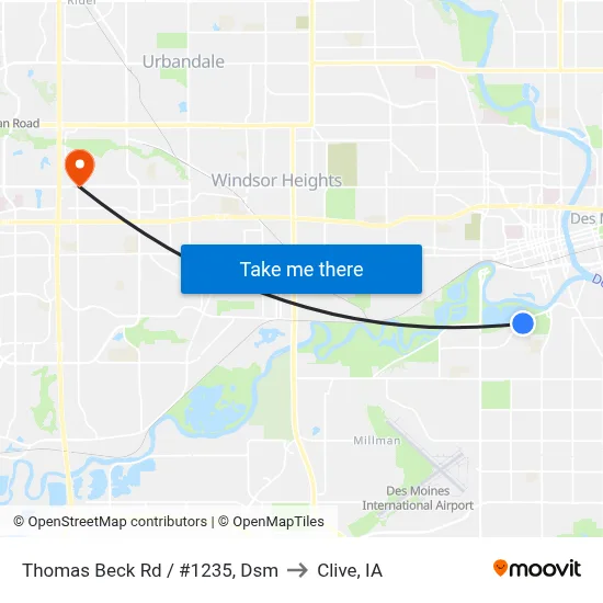 Thomas Beck Rd / #1235, Dsm to Clive, IA map