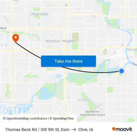 Thomas Beck Rd / SW 9th St, Dsm to Clive, IA map