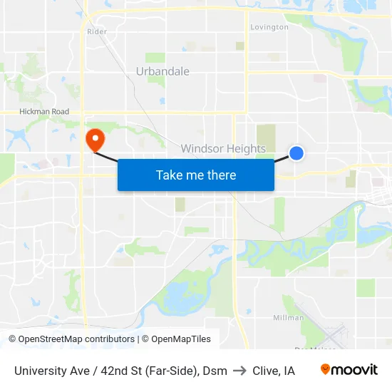 University Ave / 42nd St (Far-Side), Dsm to Clive, IA map