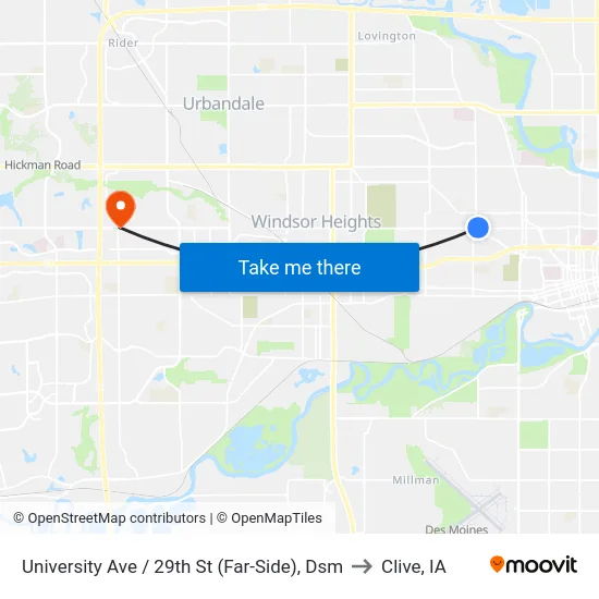 University Ave / 29th St (Far-Side), Dsm to Clive, IA map