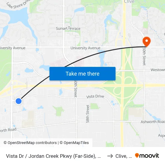 Vista Dr / Jordan Creek Pkwy (Far-Side), Wdm to Clive, IA map
