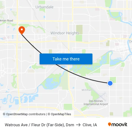 Watrous Ave / Fleur Dr (Far-Side), Dsm to Clive, IA map