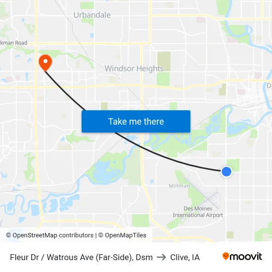 Fleur Dr / Watrous Ave (Far-Side), Dsm to Clive, IA map