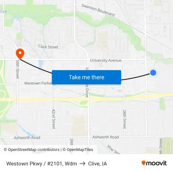 Westown Pkwy / #2101, Wdm to Clive, IA map