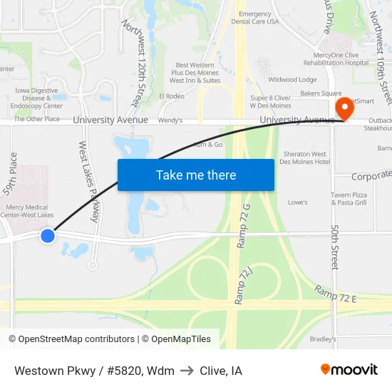 Westown Pkwy / #5820, Wdm to Clive, IA map