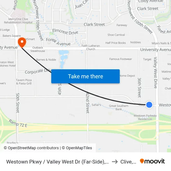 Westown Pkwy / Valley West Dr (Far-Side), Wdm to Clive, IA map
