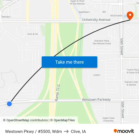 Westown Pkwy / #5500, Wdm to Clive, IA map