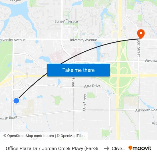 Office Plaza Dr / Jordan Creek Pkwy (Far-Side), Wdm to Clive, IA map