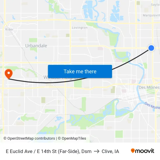 E Euclid Ave / E 14th St (Far-Side), Dsm to Clive, IA map
