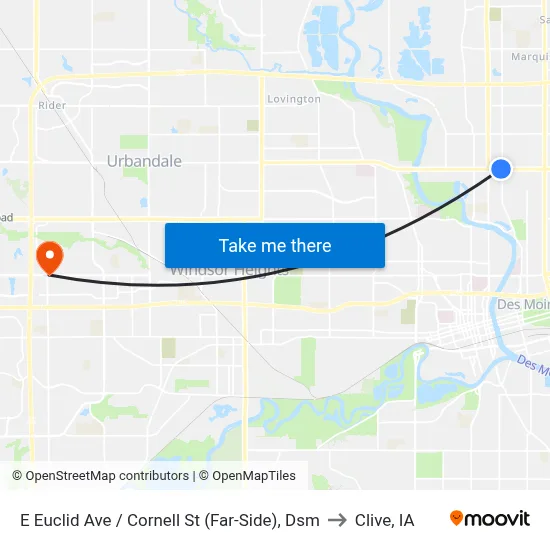 E Euclid Ave / Cornell St (Far-Side), Dsm to Clive, IA map