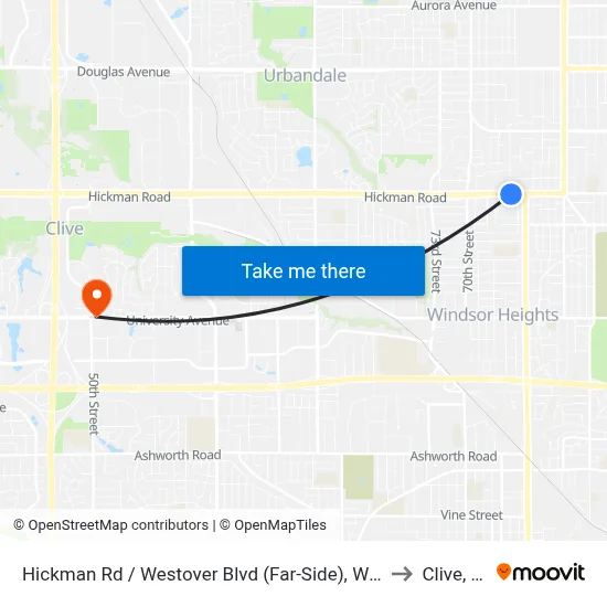 Hickman Rd / Westover Blvd (Far-Side), Wht to Clive, IA map
