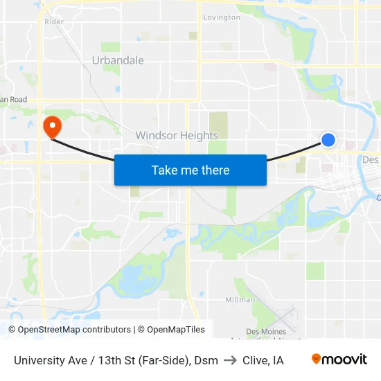 University Ave / 13th St (Far-Side), Dsm to Clive, IA map