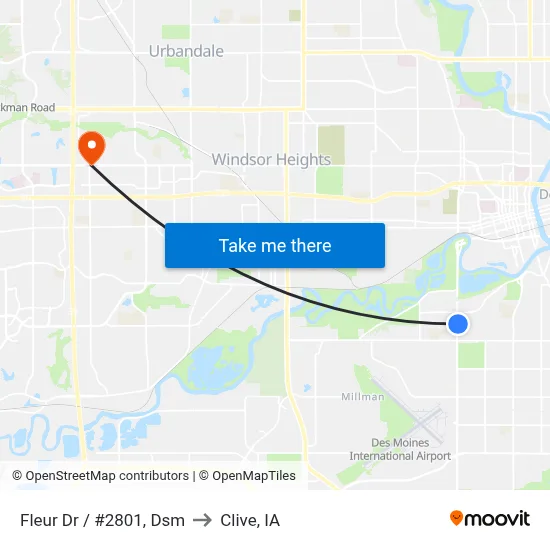 Fleur Dr / #2801, Dsm to Clive, IA map