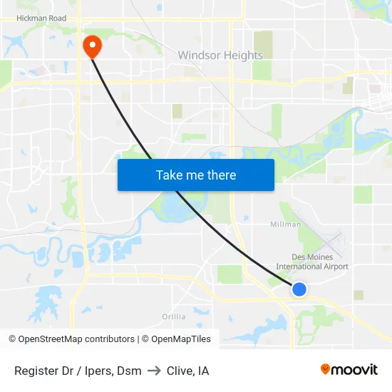 Register Dr / Ipers, Dsm to Clive, IA map