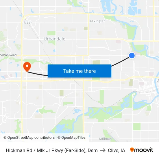 Hickman Rd / Mlk Jr Pkwy (Far-Side), Dsm to Clive, IA map