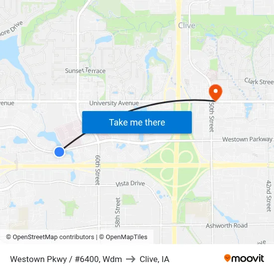 Westown Pkwy / #6400, Wdm to Clive, IA map