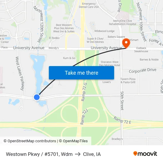 Westown Pkwy / #5701, Wdm to Clive, IA map