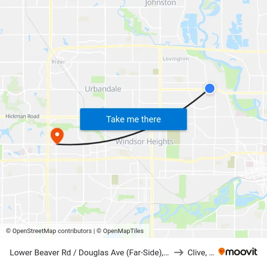 Lower Beaver Rd / Douglas Ave (Far-Side), Dsm to Clive, IA map