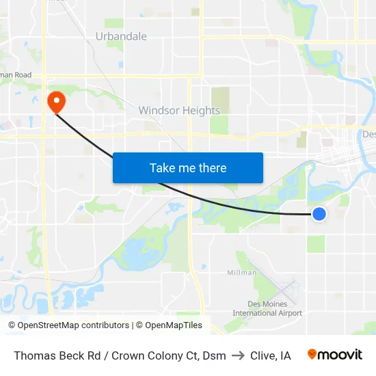 Thomas Beck Rd / Crown Colony Ct, Dsm to Clive, IA map