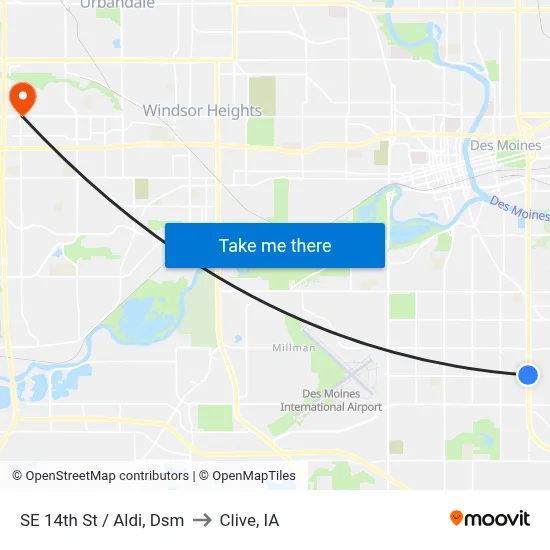 SE 14th St / Aldi, Dsm to Clive, IA map