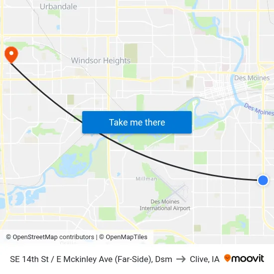 SE 14th St / E Mckinley Ave (Far-Side), Dsm to Clive, IA map