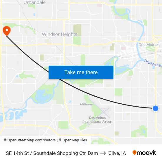 SE 14th St / Southdale Shopping Ctr, Dsm to Clive, IA map