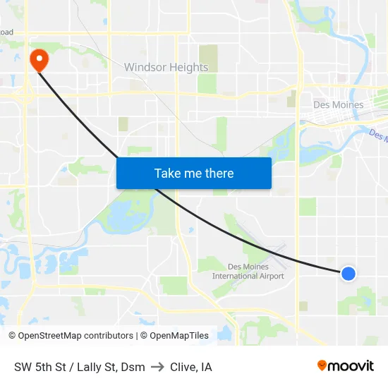 SW 5th St / Lally St, Dsm to Clive, IA map