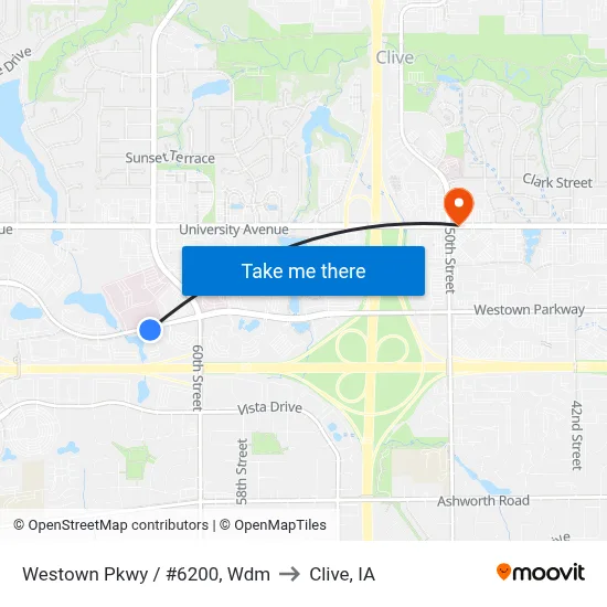 Westown Pkwy / #6200, Wdm to Clive, IA map