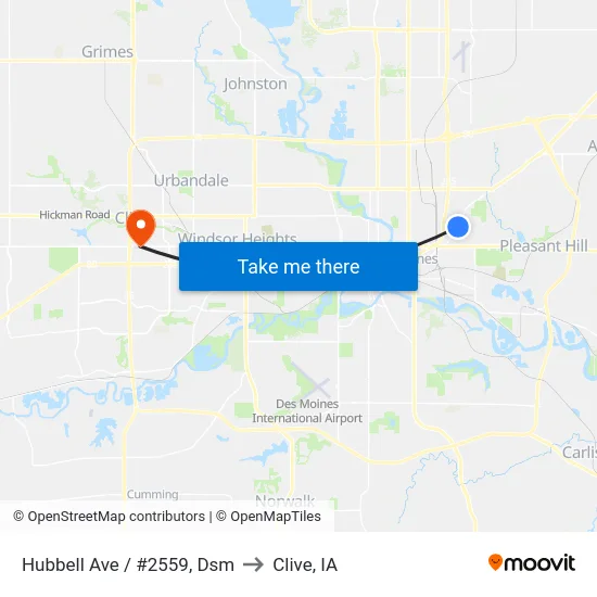 Hubbell Ave / #2559, Dsm to Clive, IA map