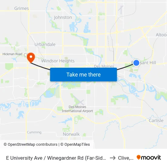 E University Ave / Winegardner Rd (Far-Side), Dsm to Clive, IA map