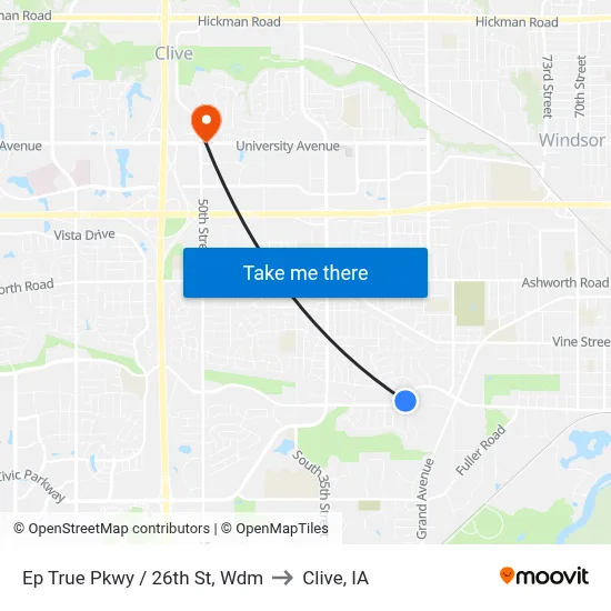 Ep True Pkwy / 26th St, Wdm to Clive, IA map