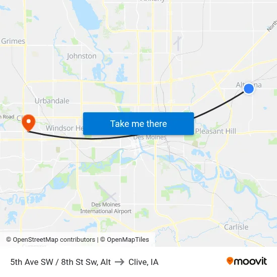5th Ave SW / 8th St Sw, Alt to Clive, IA map