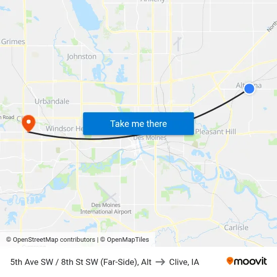 5th Ave SW / 8th St SW (Far-Side), Alt to Clive, IA map