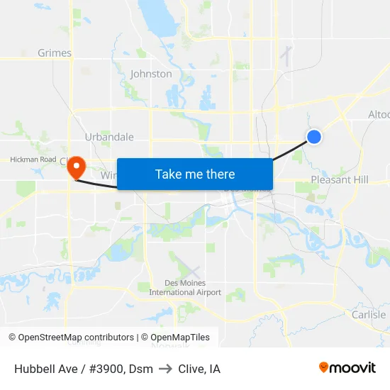 Hubbell Ave / #3900, Dsm to Clive, IA map