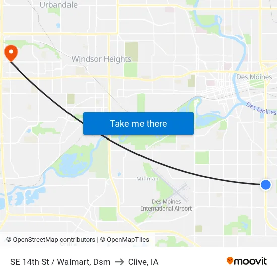 SE 14th St / Walmart, Dsm to Clive, IA map