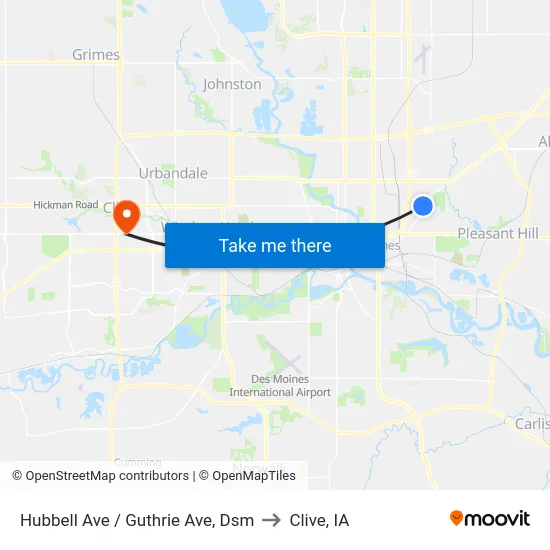 Hubbell Ave / Guthrie Ave, Dsm to Clive, IA map