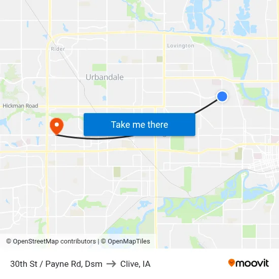 30th St / Payne Rd, Dsm to Clive, IA map