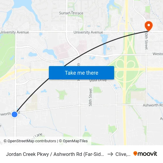 Jordan Creek Pkwy / Ashworth Rd (Far-Side), Wdm to Clive, IA map