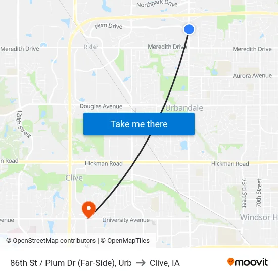 86th St / Plum Dr (Far-Side), Urb to Clive, IA map