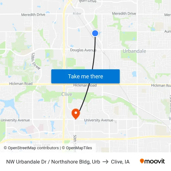NW Urbandale Dr / Northshore Bldg, Urb to Clive, IA map