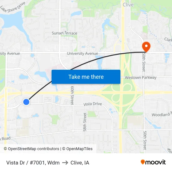Vista Dr / #7001, Wdm to Clive, IA map