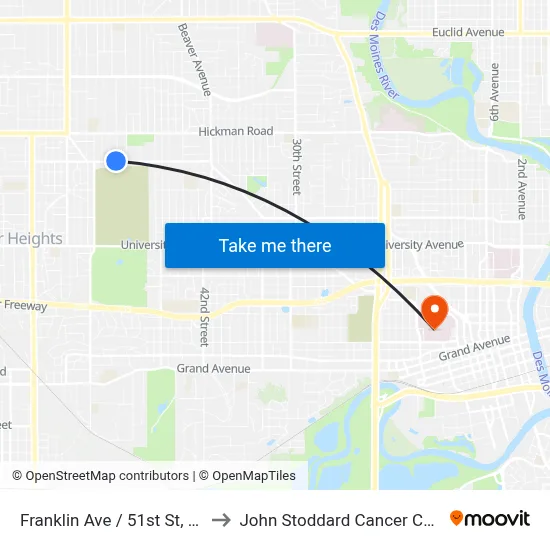 Franklin Ave / 51st St, Dsm to John Stoddard Cancer Center map