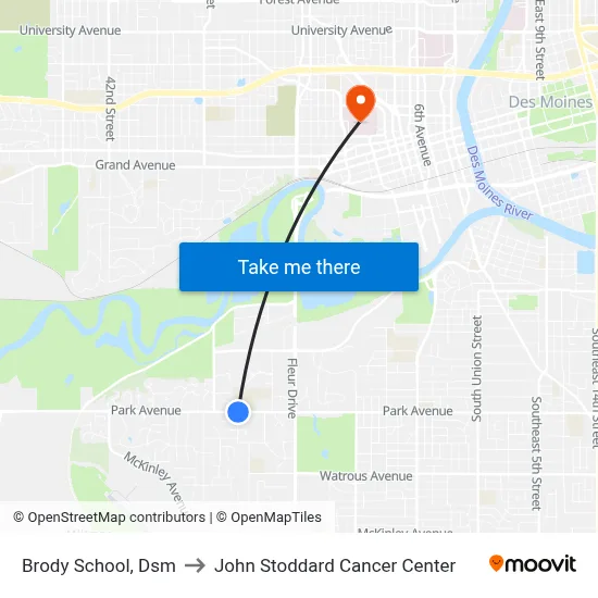 Brody School, Dsm to John Stoddard Cancer Center map