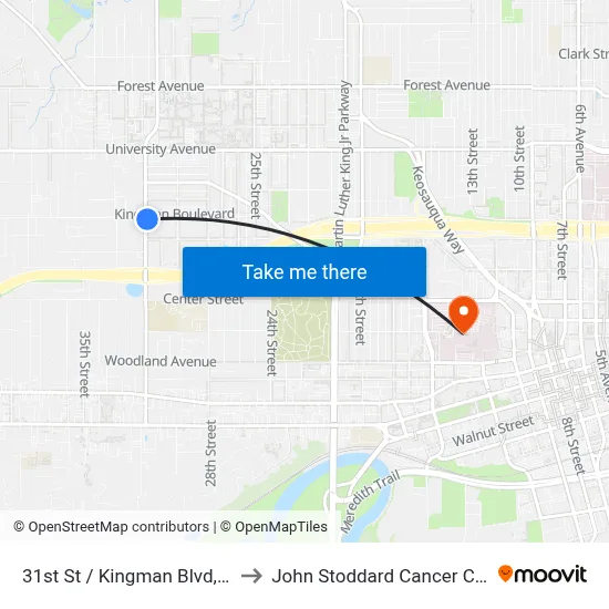 31st St / Kingman Blvd, Dsm to John Stoddard Cancer Center map