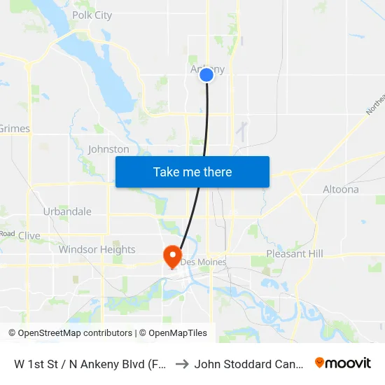 W 1st St / N Ankeny Blvd (Far-Side), Ank to John Stoddard Cancer Center map