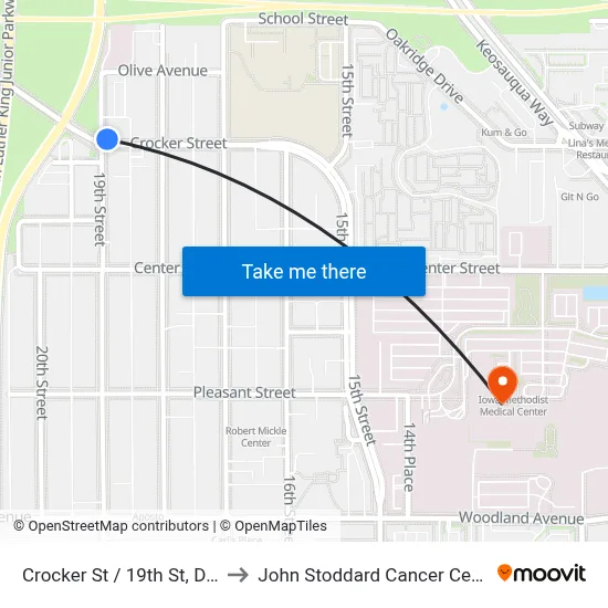Crocker St / 19th St, Dsm to John Stoddard Cancer Center map