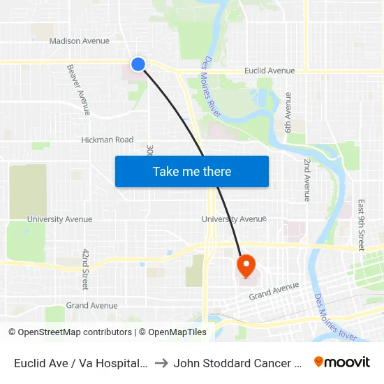 Euclid Ave / Va Hospital, Dsm to John Stoddard Cancer Center map