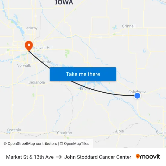 Market St & 13th Ave to John Stoddard Cancer Center map