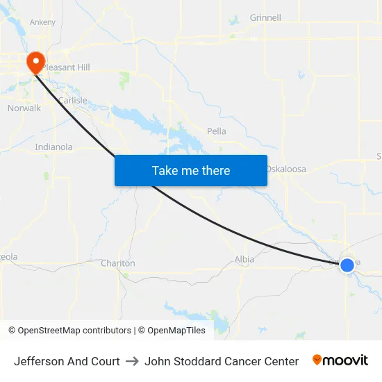 Jefferson And Court to John Stoddard Cancer Center map
