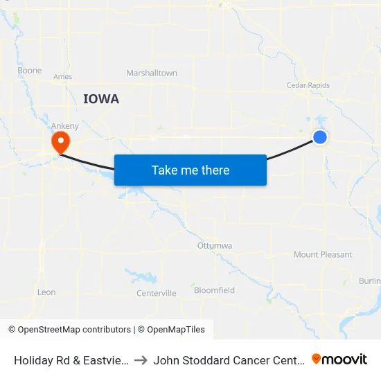 Holiday Rd & Eastview to John Stoddard Cancer Center map